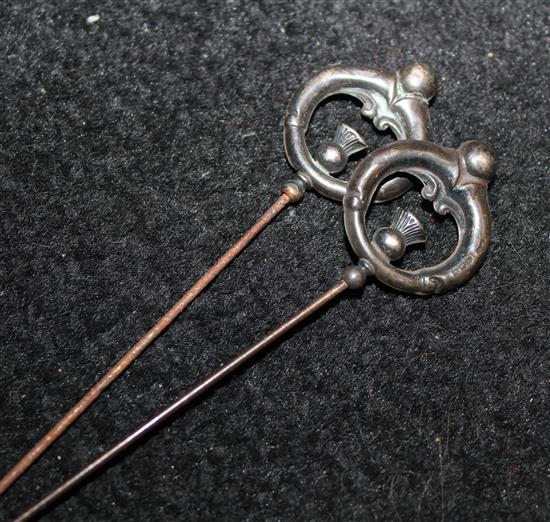 Two silver hair pins